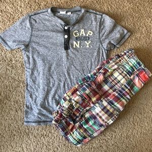 Boys size 8 cargo shorts and polo - EUC